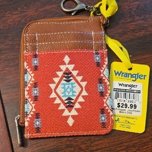 Wrangler Geometric Red and Brown Wallet
